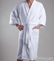 Hotel bathrobe with kimono collar