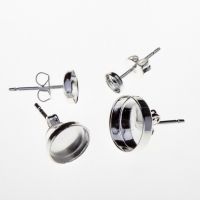 6106  Round Bezel on Post Earring 925 Sterling Silver