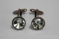 Round metal  cufflink with crystal