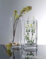 Clear Cube Glass Flower Vases