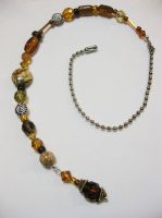 Gorgeous Topaz, Aoer, and Brown  Beaded Fan Pull