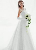 A-line Strapless Silk Chiffon Wedding Dress