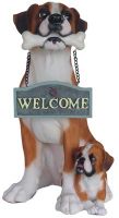 Polyresin Dog With "Welcome"