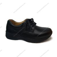Black Wide Geniune Leather Diabetic Comfortable Lace Shoes
