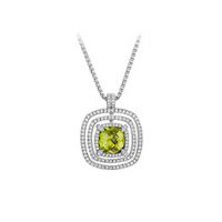 Gold Plated CZ Studded Cushion Cut Pendant