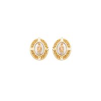 Three Tone Plated Filigree Mother Mary Earring