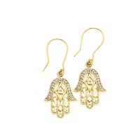 Gold Plated CZ Hamsa Earring