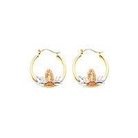 Three Tone Plated Mother Mary Hoop Earring