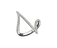 Rhodium Plated Ladies CZ Studded Music Note Ring