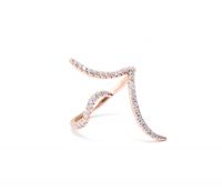 CZ Studded S Curve Ring with Rose Gold Plated