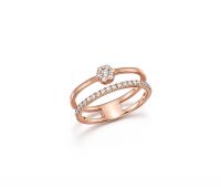 Rose Gold Plated CZ Studded Double Band Fashion Ring