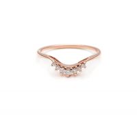 CZ Studded Curve Ring with Rose Gold Plated