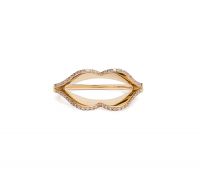 CZ Studded Ladies Lip Kiss Ring with Gold Plated