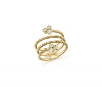 CZ Studded Gold Plated Twisted Wire Ladies Stack Ring