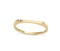 CZ Studded Gold Plated Solitaire Bar Ring