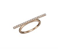 Gold Plated Horizontal CZ Studded Dainty Bar Ring