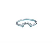 CZ Studded Crown Shape Ring with Rhodium Plated