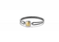 Rhodium Plated Champagne Cushion Cut Twisted Bracelet