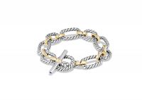 Two Tone Plated Twisted Toggle Link Chain Bracelet