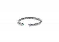 Rhodium Plated Womens Twisted Open Cuff Bracelet