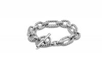 Rhodium Plated Twisted Toggle Link Chain Bracelet