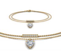 Gold Plated Womens Heart Charm Bracelet