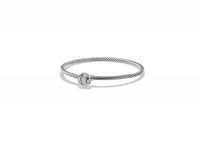 Rhodium Plated Women CZ Studded Twisted Bracelet