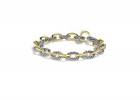 Two Tone Plated Twisted Link Chain Bracelet