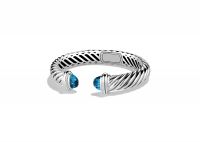 Rhodium Plated Womens Twisted Open Cuff Bracelet