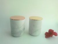 cheapest natural stone carrara marble candle jar with copper lids,marble jar with lid