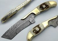 9" Custom Made Beautiful Damascus Steel Hunting Knife (AA-0193-6)