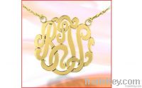 SS925 sterling silver monogram necklace