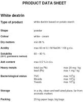 Dextrin, potato starch based, for paper, food and textile industries