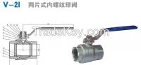 Two chip internal thread ball valve