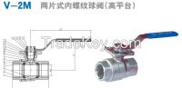 Two chip internal thread ball valve