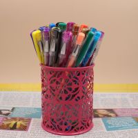 40 Colors Gel Pen Set With Metal Mesh Pen Holder