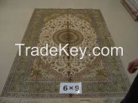 handmade silk untique persian carpet