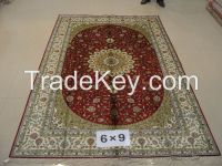handmade silk untique persian carpet
