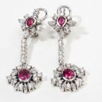 Natural ruby diamond dangle earring