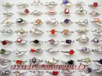 Wholesale lots of 100pieces Cubic Zirconic Silver Rings