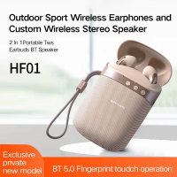Mini Portable 2 in 1 Wireless Bluetooth Speaker with TWS Earphones
