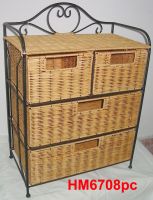 Iron and Rattan Basket , Bamboo wooden , Antique [www hmarts com]