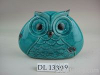 Porcelain glazed owl garden decor