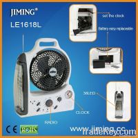 LE1618L:LED Rechargable Fan Radio with Light, Emergency Fan Lantern, por