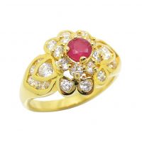 Gold plated ring setting with synthetic ruby