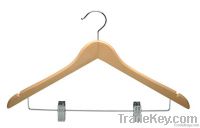 Wooden Flat Hanger With Metal Clip(b)