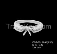 18K Semi Mounting Diamond Ring