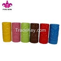 Embossed Solid Color Ceramic Tiki Tumbler mug
