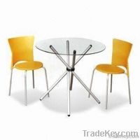 Dining Set, Made of Tempered Clear Glass and Yellow PP Board