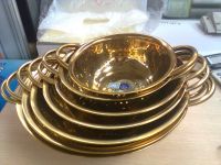 Stainless steel colander golden finishing